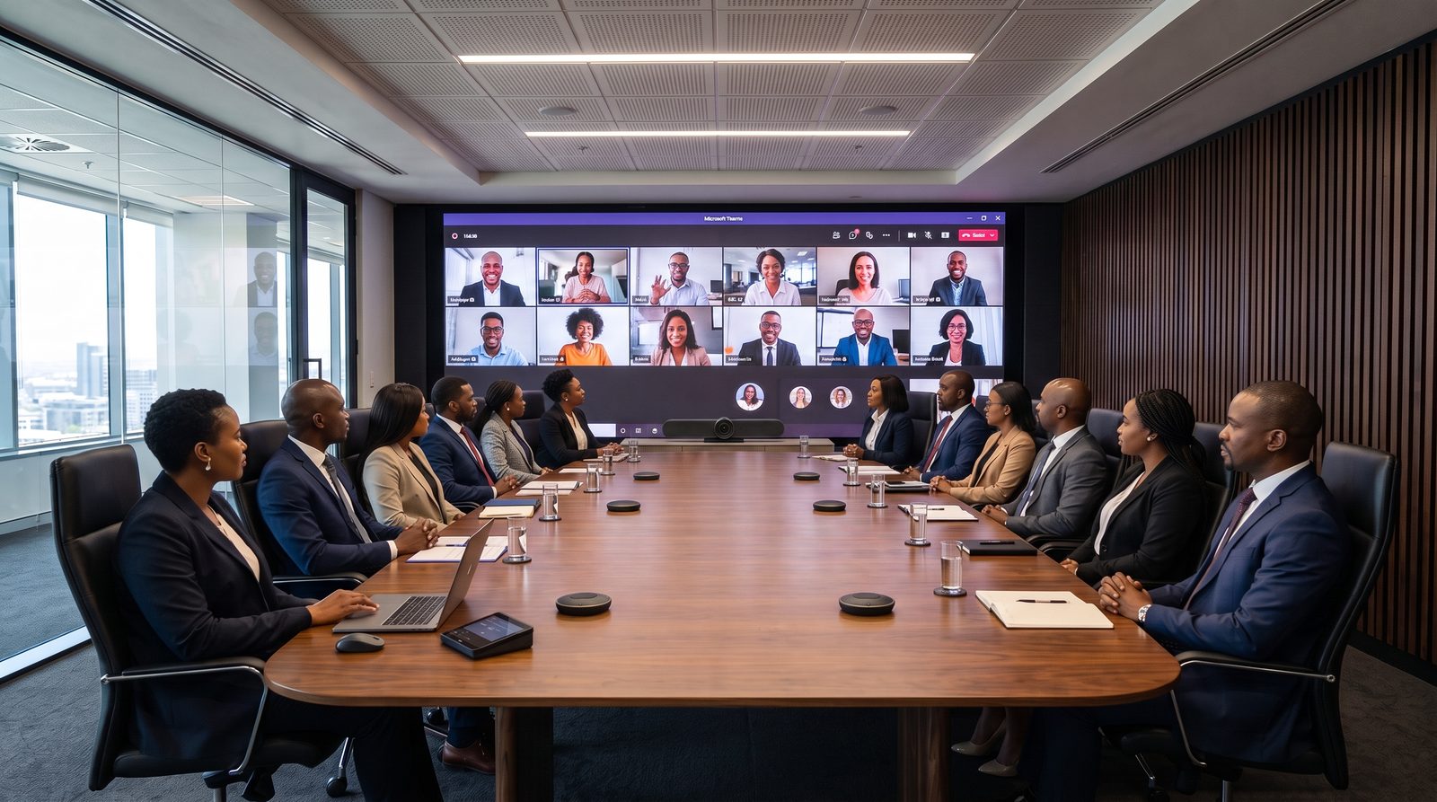 Salle de réunion équipée pour la visioconférence